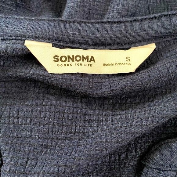 SONOMA V-Neck Long Sleeve Top, Navy, Size S - Picture 5 of 6